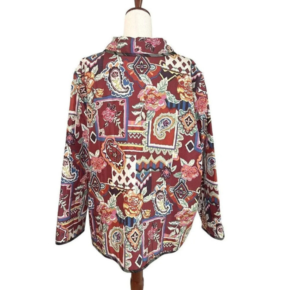 Wearable Art To Wear Reversible Silk Jacket 1X Paisley Floral Abstract Artsy - Picture 5 of 13